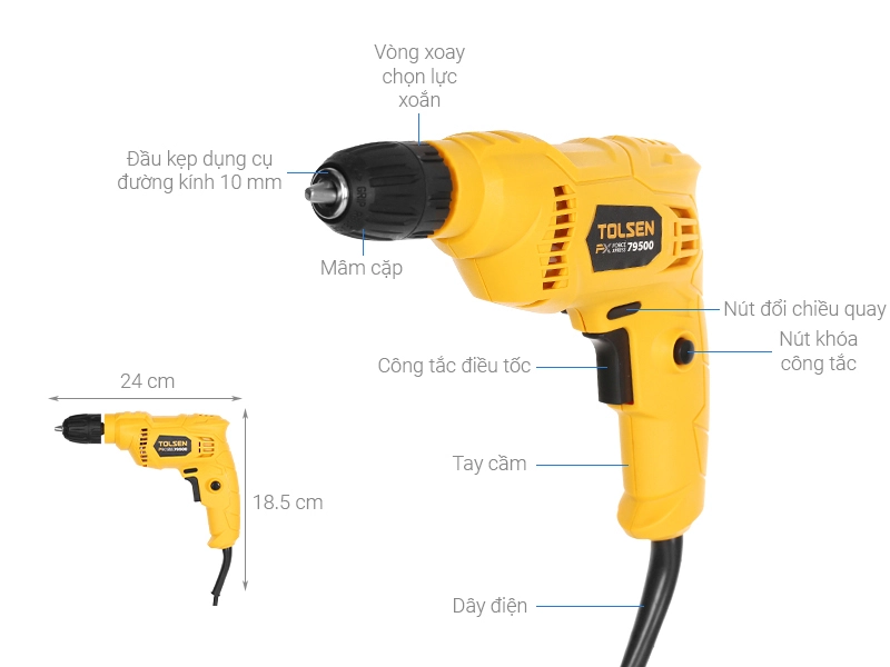 Máy khoan điện Tolsen 79500 400W