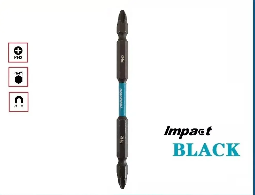Bộ mũi vít 2 đầu impact black Makita E-15833 ph2-110mm10 cái/bộ